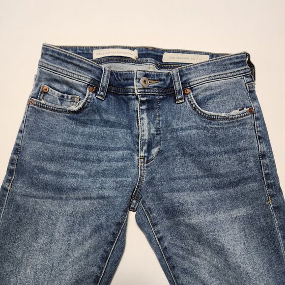 Pilcro & The Letterpress Mid Rise Jewel Hem Slim Straight Ankle Jeans - Picture 6 of 10